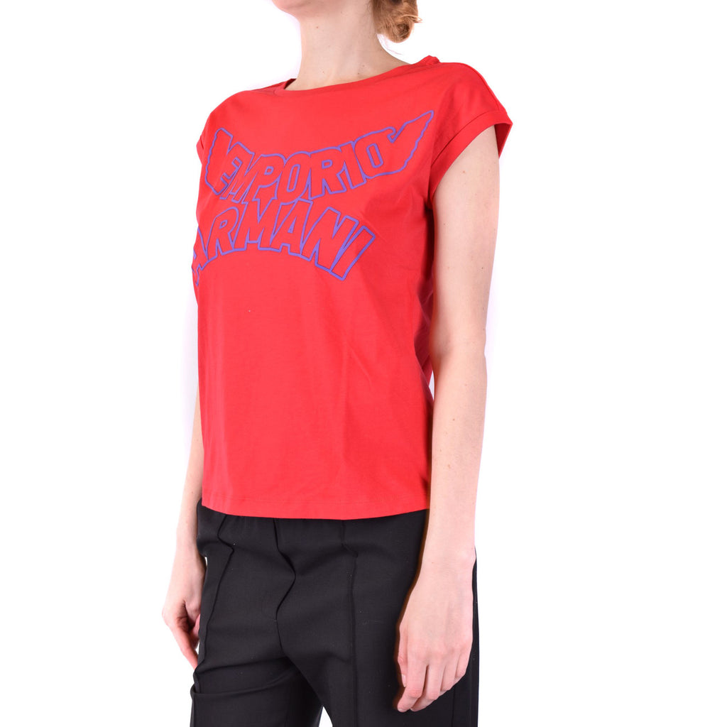 Emporio Armani T Shirt Donna Cotone Rosso Stampa Manica Corta