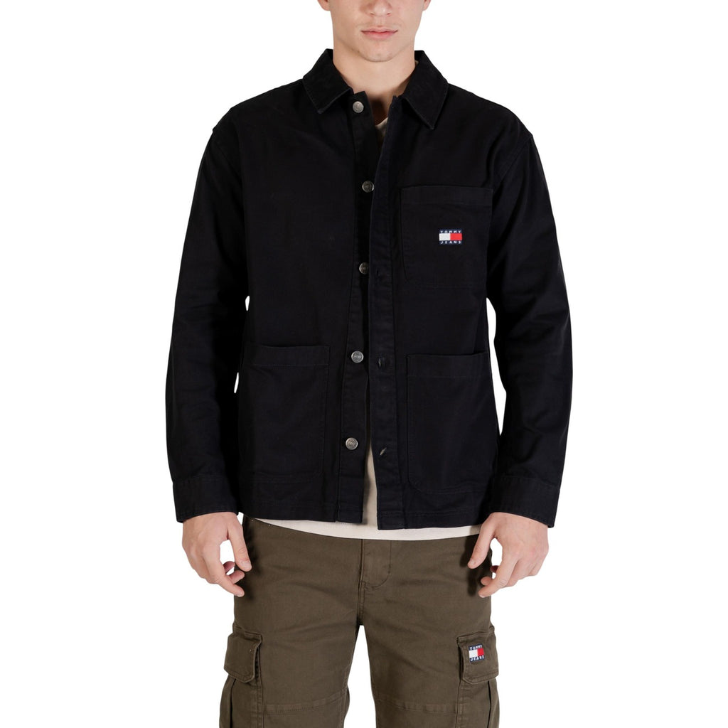 Tommy Hilfiger Jeans Camicia Uomo Cotone Organico Nera Maniche Lunghe