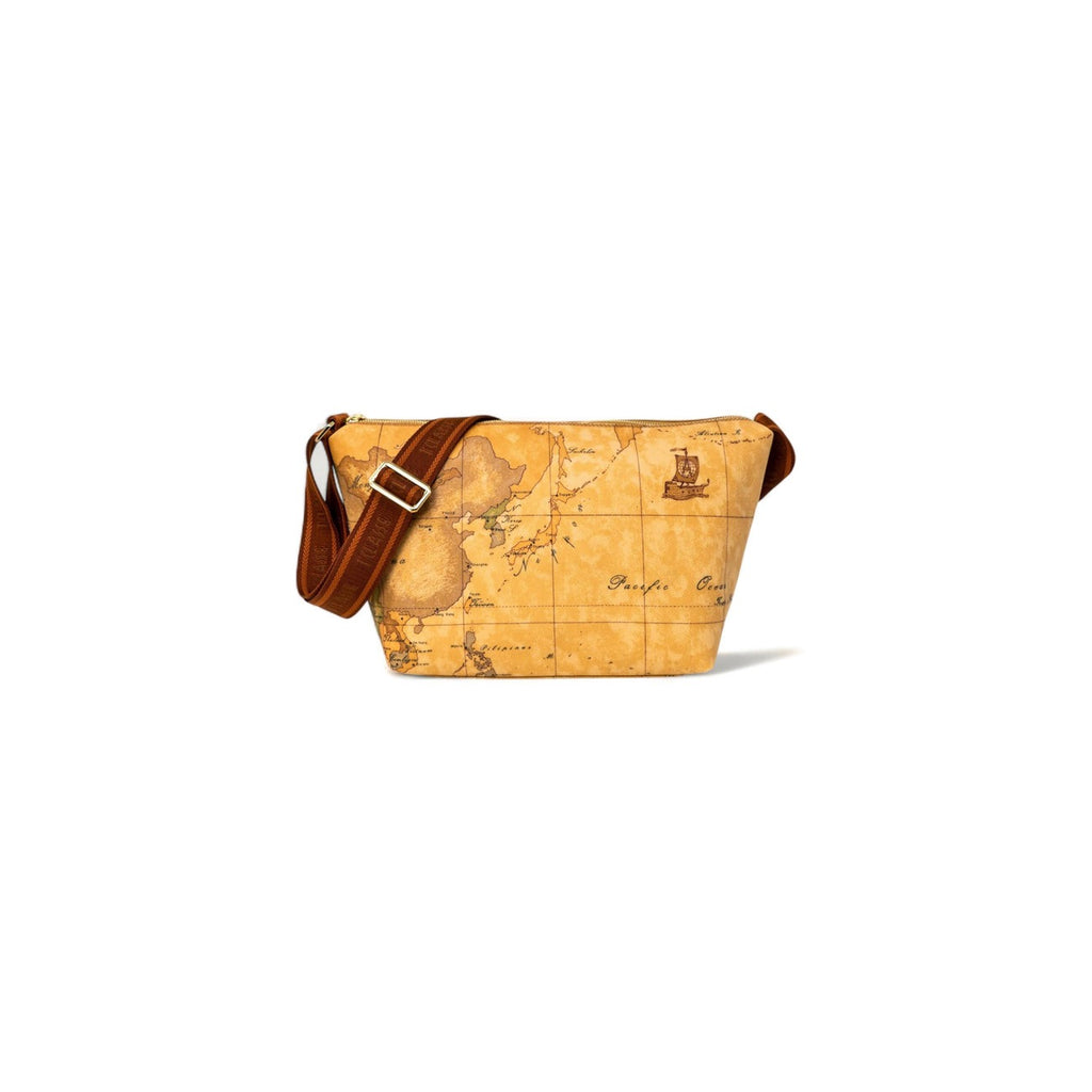 Alviero Martini Prima Classe Borsa Donna Beige In Cotone Ed Ecopelle Made In Italy Con Zip 40x22x18 Cm