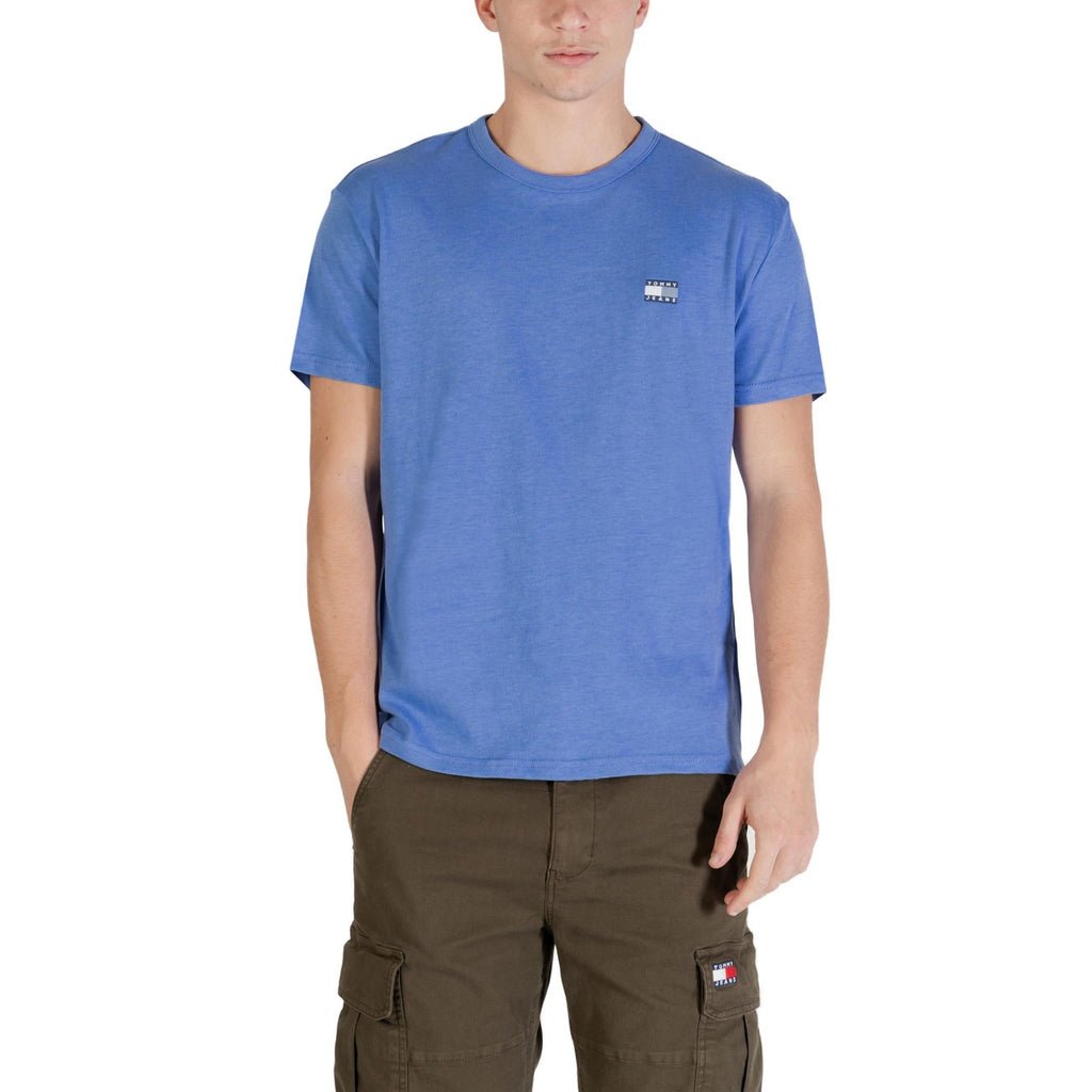 Tommy Hilfiger Jeans T Shirt Uomo Azzurro Cotone Organico Maniche Corte