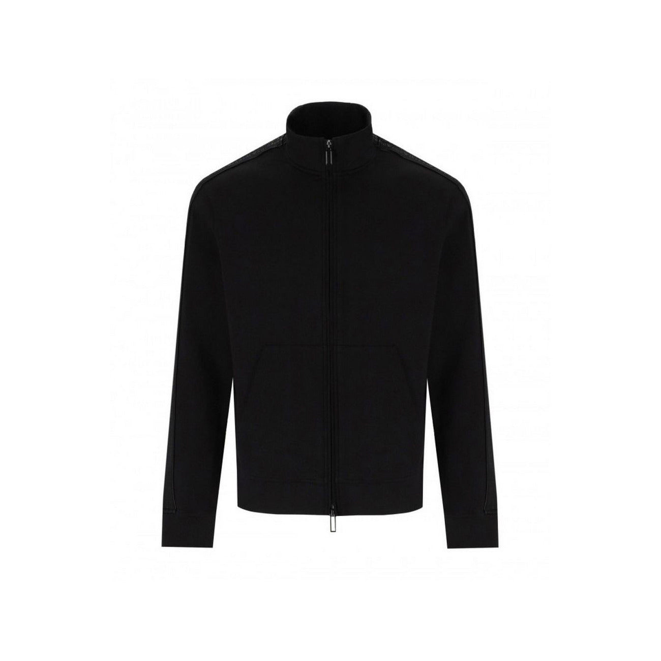 Emporio Armani Felpa Uomo Nero Con Zip Collo Alto Tasche Poliestere