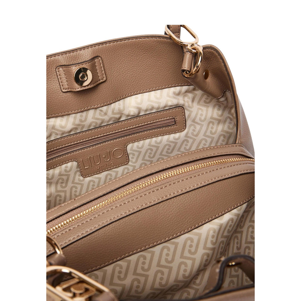 Liu Jo Borsa Donna Satchel Cammello Con Zip E Bottoni Automatici