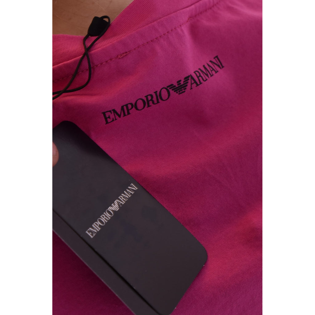 Emporio Armani T Shirt Donna Rosa Stampa Cotone Scollo Quadrato