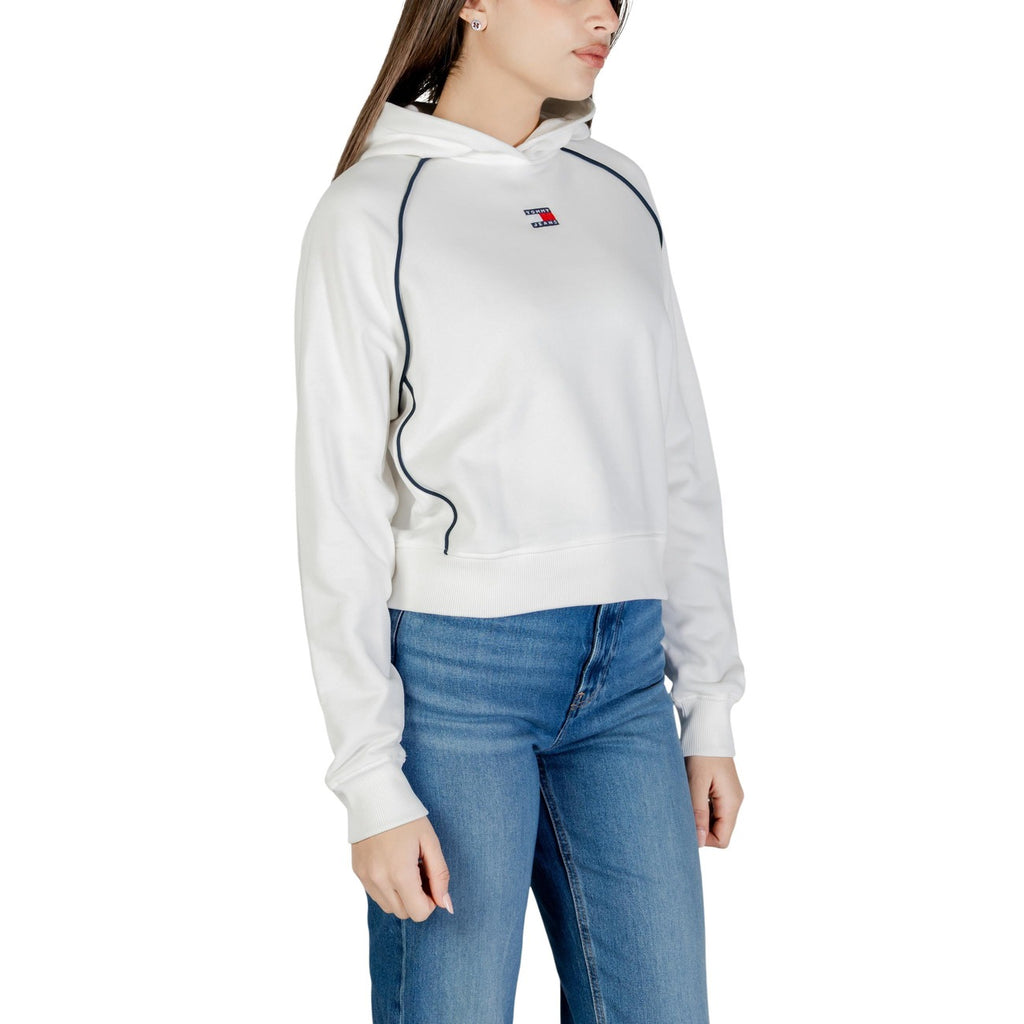Tommy Hilfiger Jeans Felpa Donna Bianco Cappuccio Cotone Organico