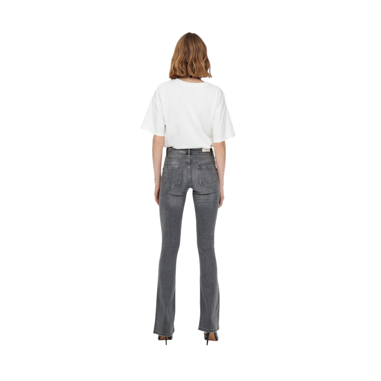 Only Jeans Donna Grigio Cotone Elastan Con Zip E Bottone Primavera Estate