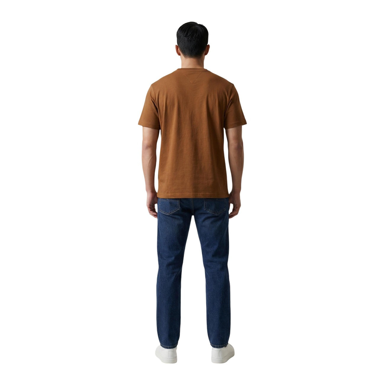 Tommy Hilfiger Jeans T Shirt Uomo Marrone Maniche Corte Cotone