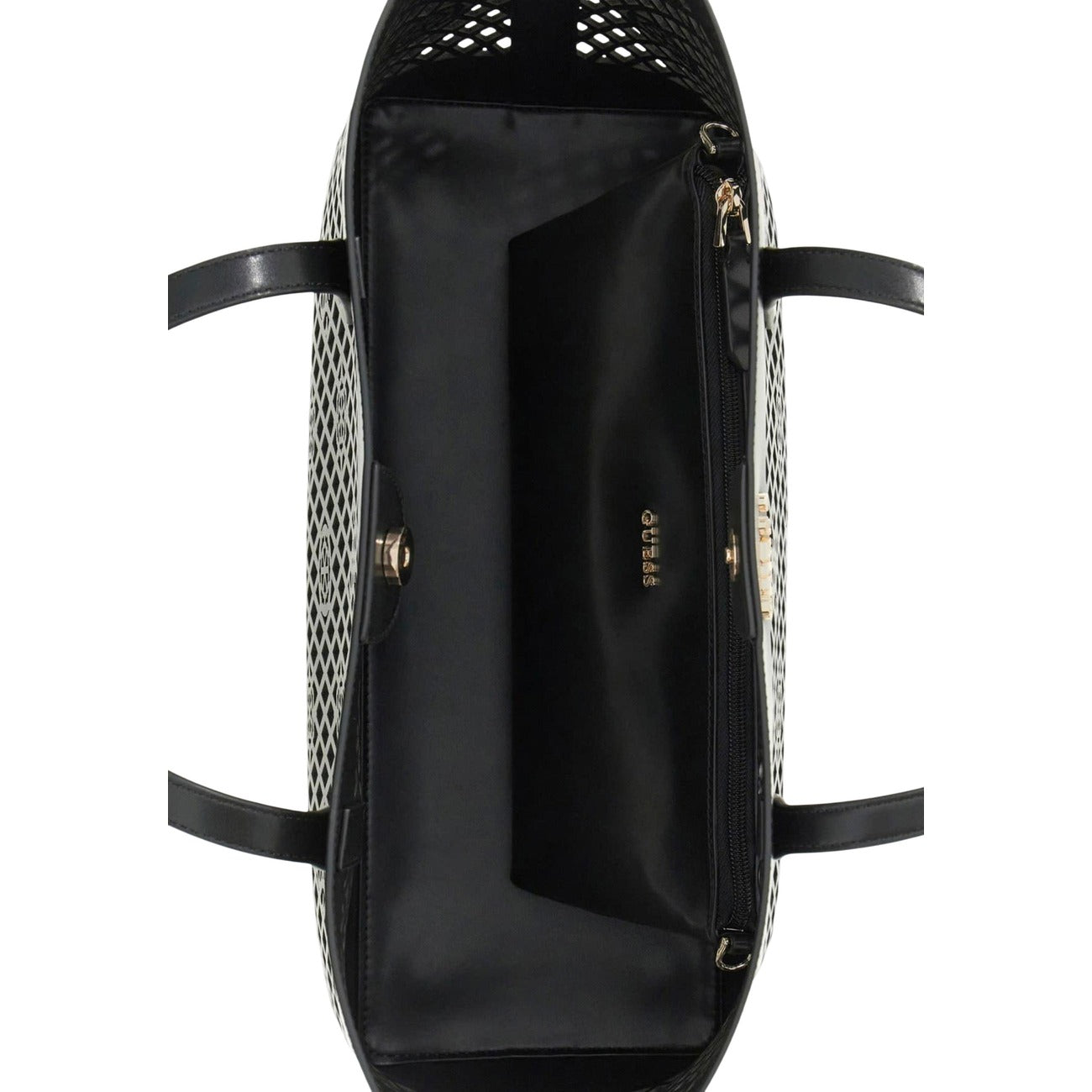Guess Borsa Donna Nero 38x30x14 In Poliuretano Con Pochette Interna