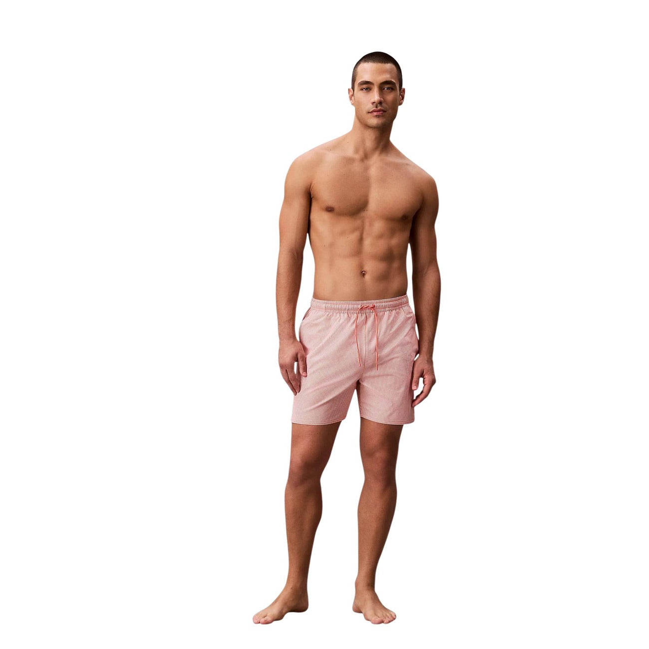 Calvin Klein Jeans Costume Da Bagno Uomo Righe Arancione Lacci