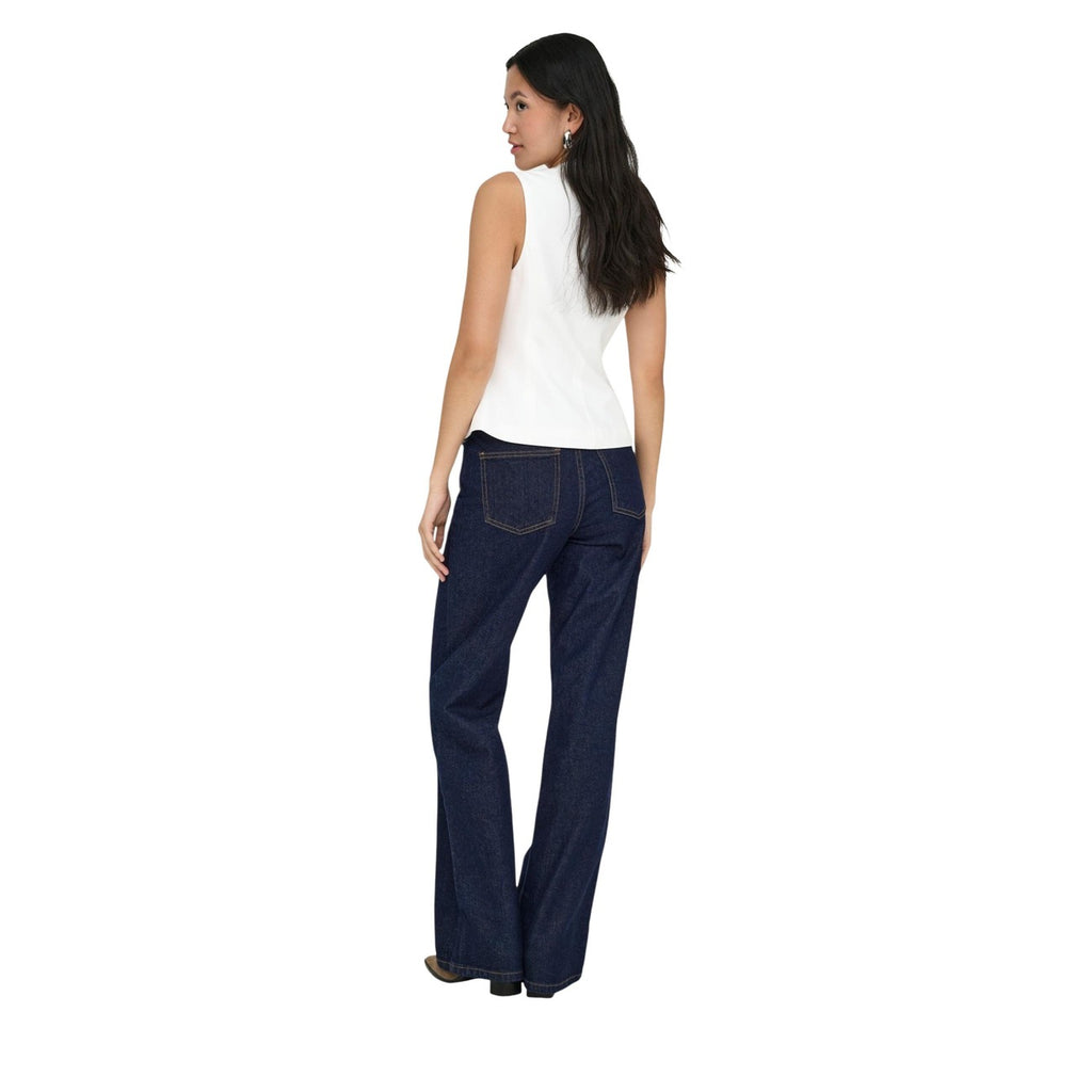 Only Jeans Donna Blu Cotone Organico Vita Media Zip Bottone