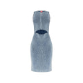 Diesel Abito Donna Smanicato Blu Cotone Elasticizzato Primavera Estate