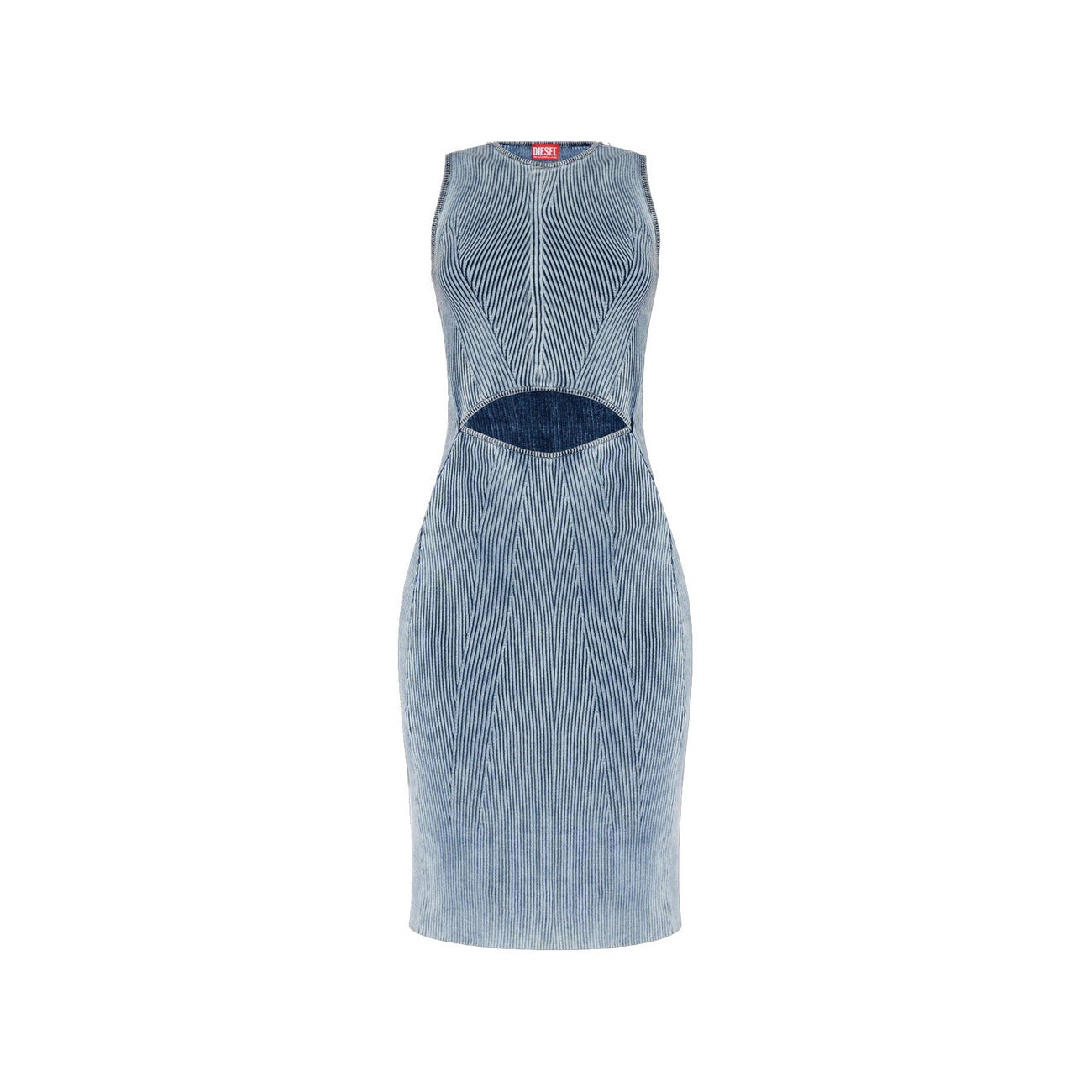 Diesel Abito Donna Smanicato Blu Cotone Elasticizzato Primavera Estate