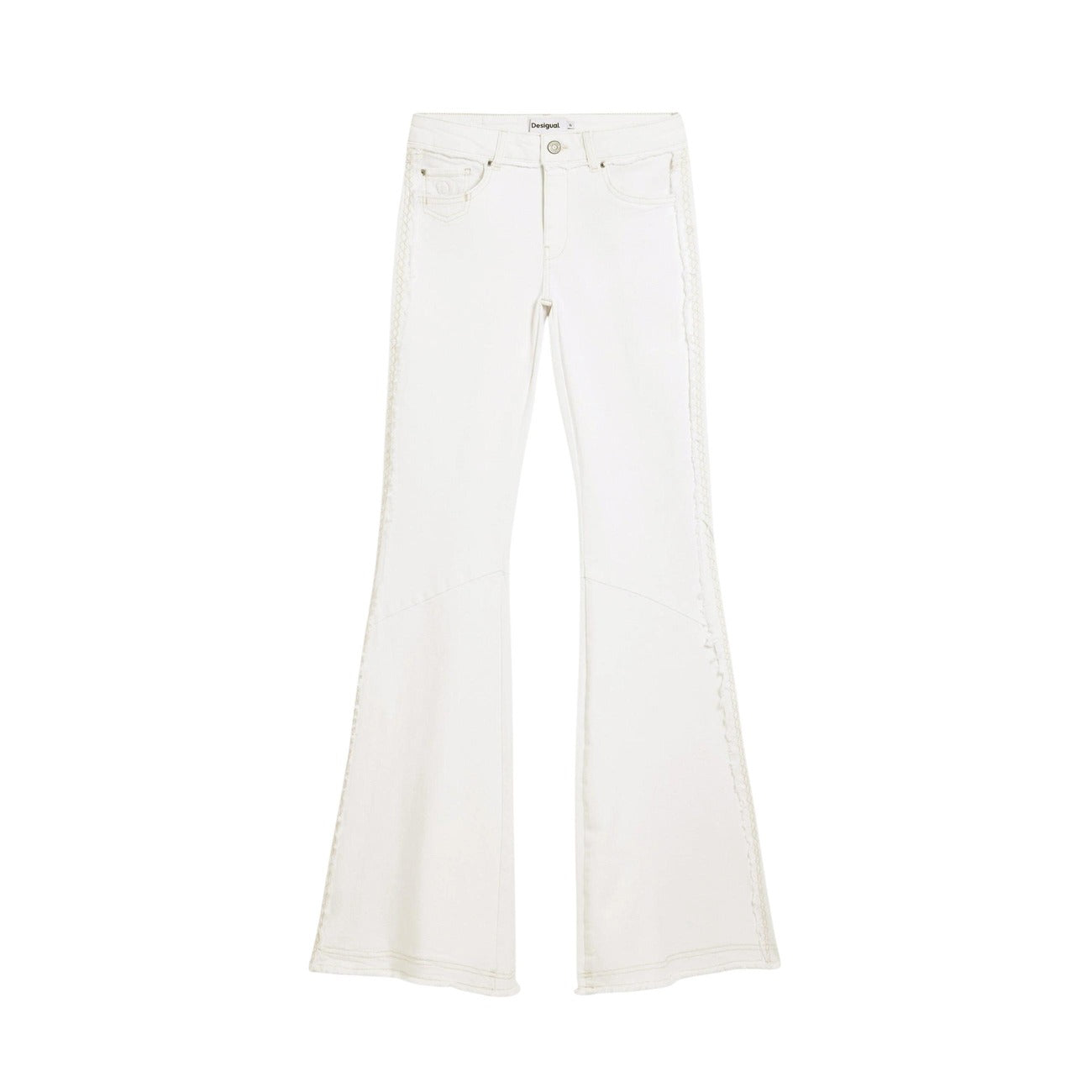 Jeans Donna Desigual Beige Primavera Estate 98 Cotone 2 Elastan