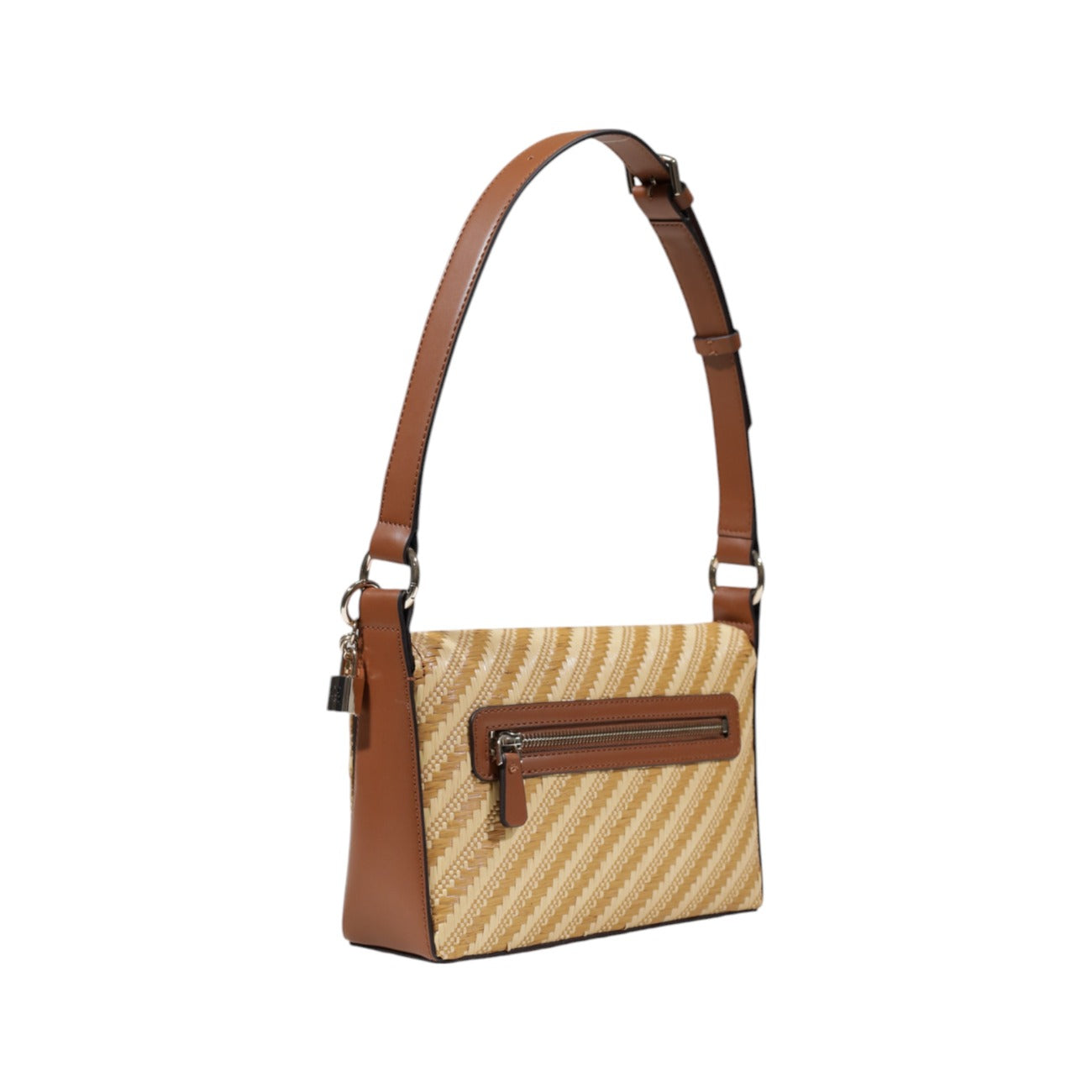 Guess Borsa Tracolla Donna Beige Stampa Con Cerniera 24x15x6.5cm