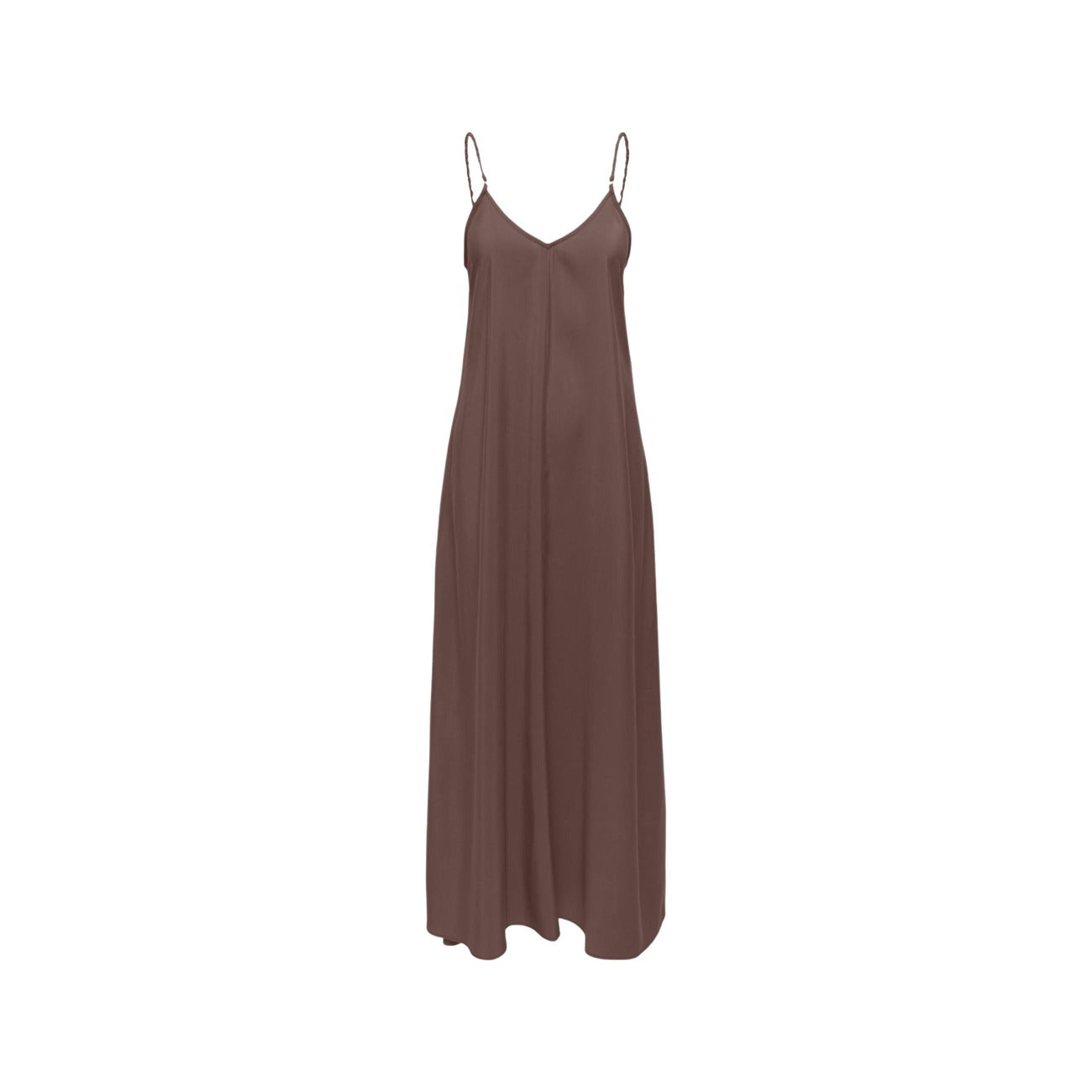 Only Abito Lungo Donna Marrone Spalline Scollo A V Primavera Estate