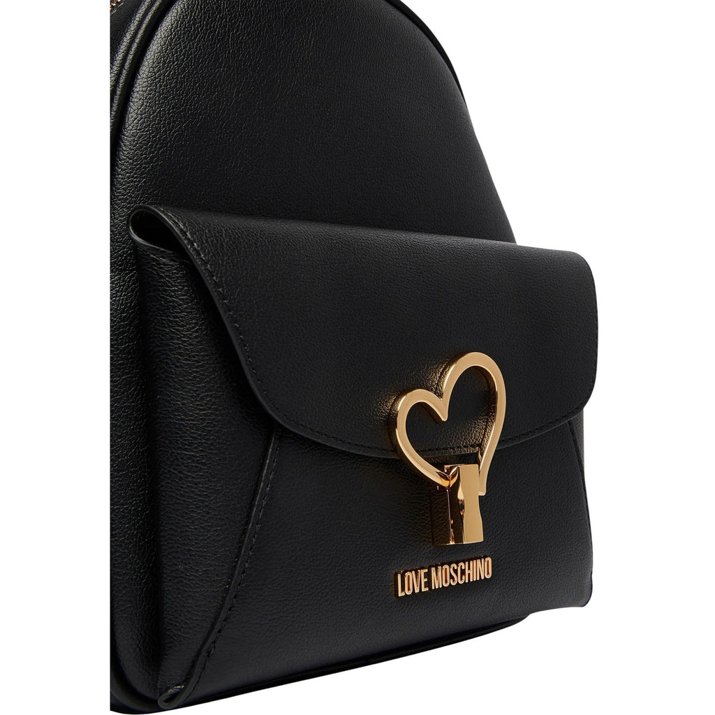Love Moschino Zainetto Donna Nero Con Zip Tasche Interne Ed Esterne