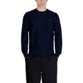 Guess Maglia Uomo Blu Maniche Lunghe Scollo Tondo Lyocell Piquet