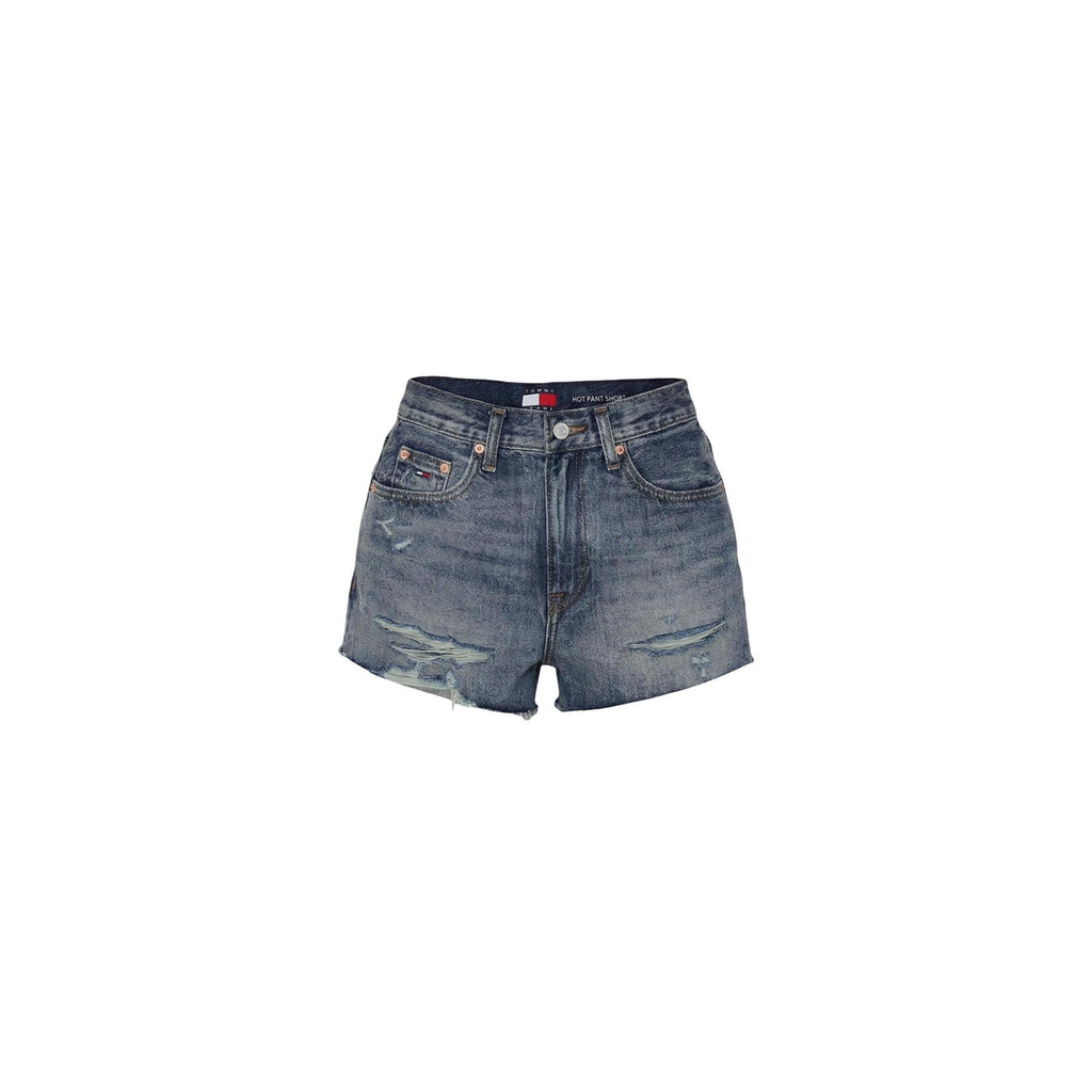 Tommy Hilfiger Jeans Shorts Donna Blu In Cotone Organico E Lyocell
