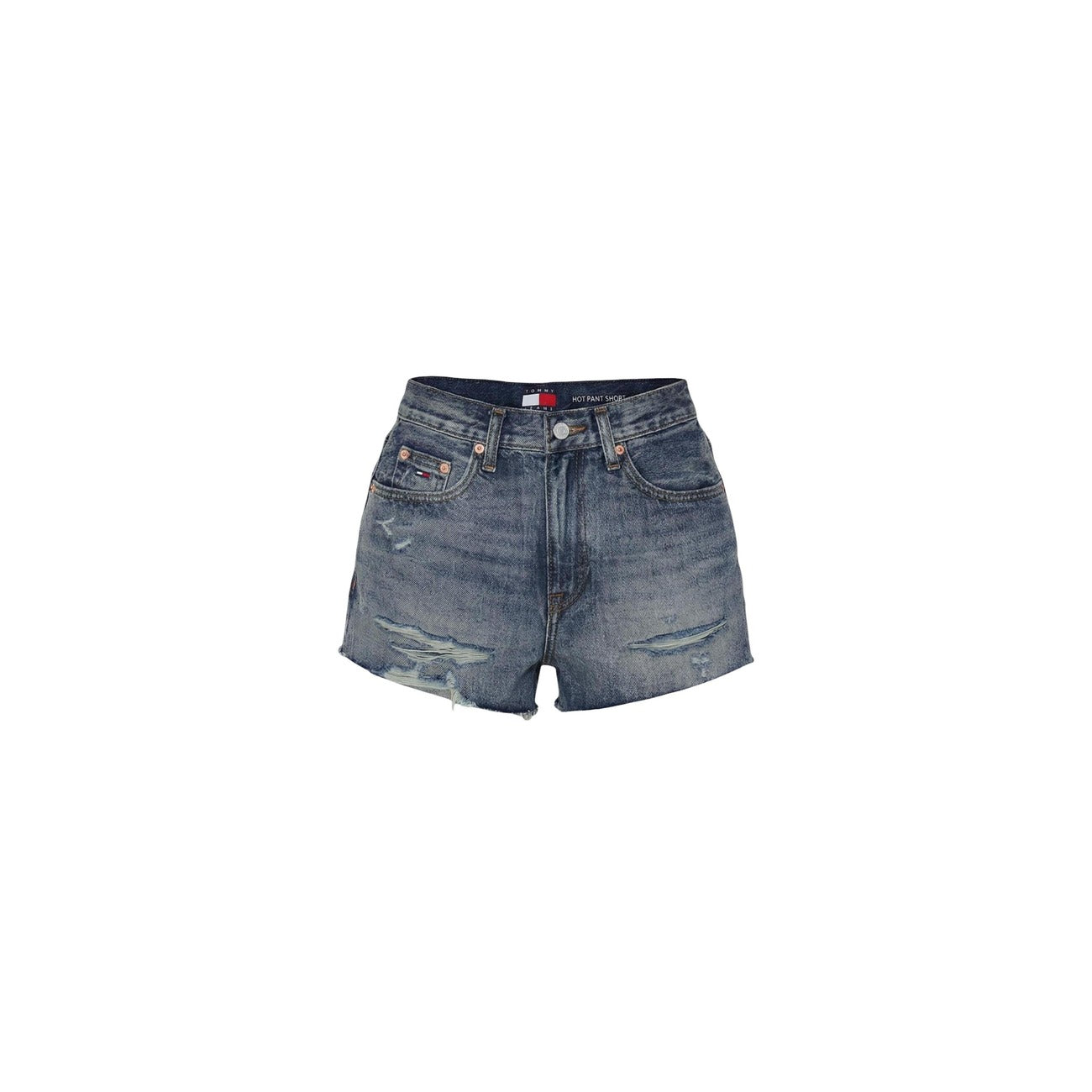 Tommy Hilfiger Jeans Shorts Donna Blu In Cotone Organico E Lyocell