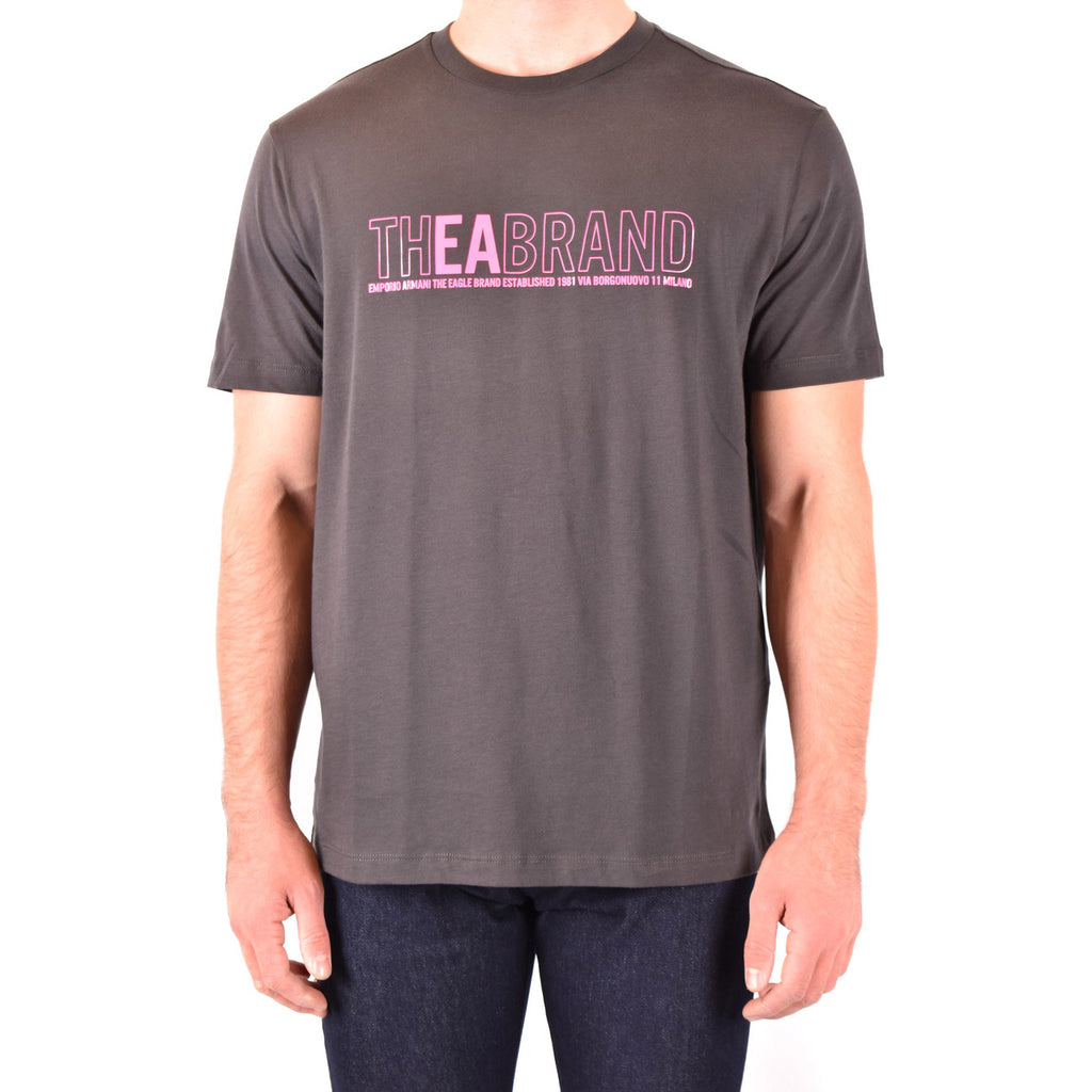 Emporio Armani T Shirt Uomo Cotone Grigio Stampa Girocollo Primavera Estate