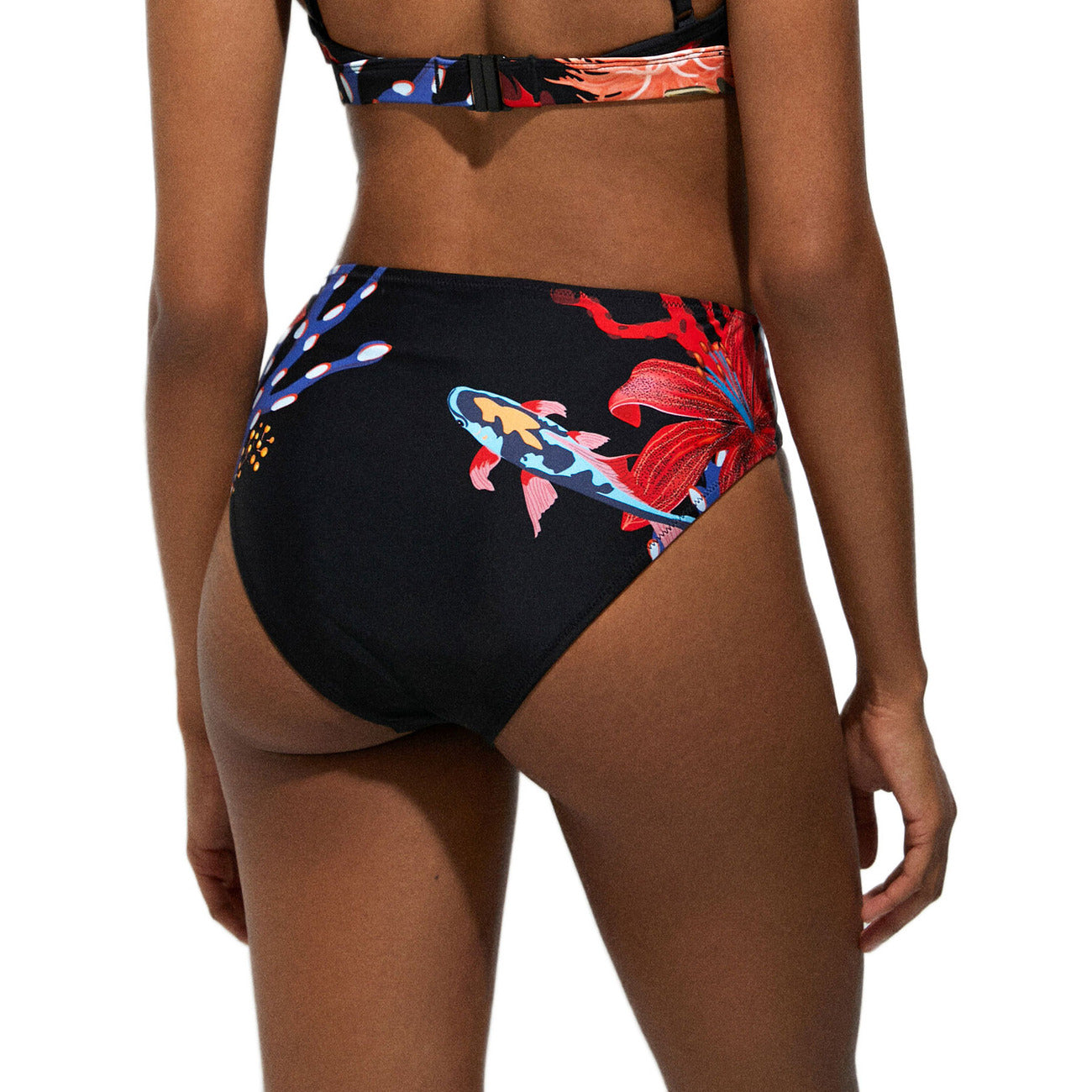 Desigual Costume Intero Donna Nero Stampa Elegante Primavera Estate