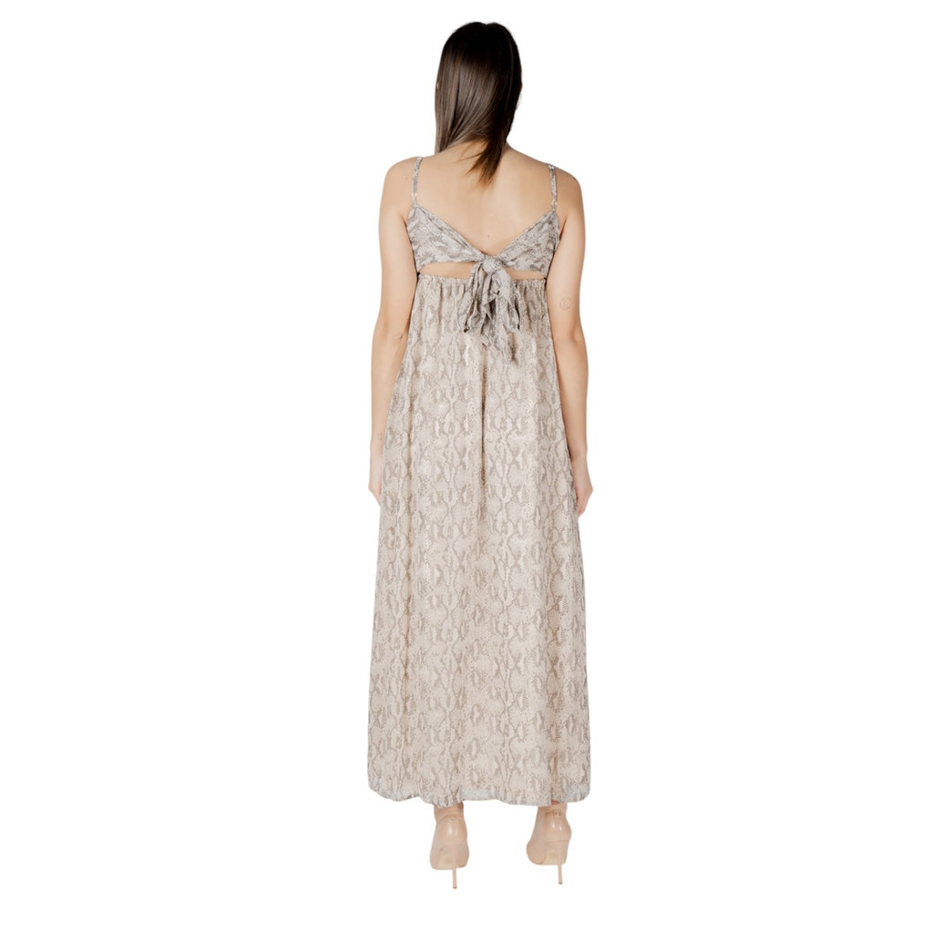 Only Abito Donna Beige Spalline Scollo A V Profondo Primavera Estate
