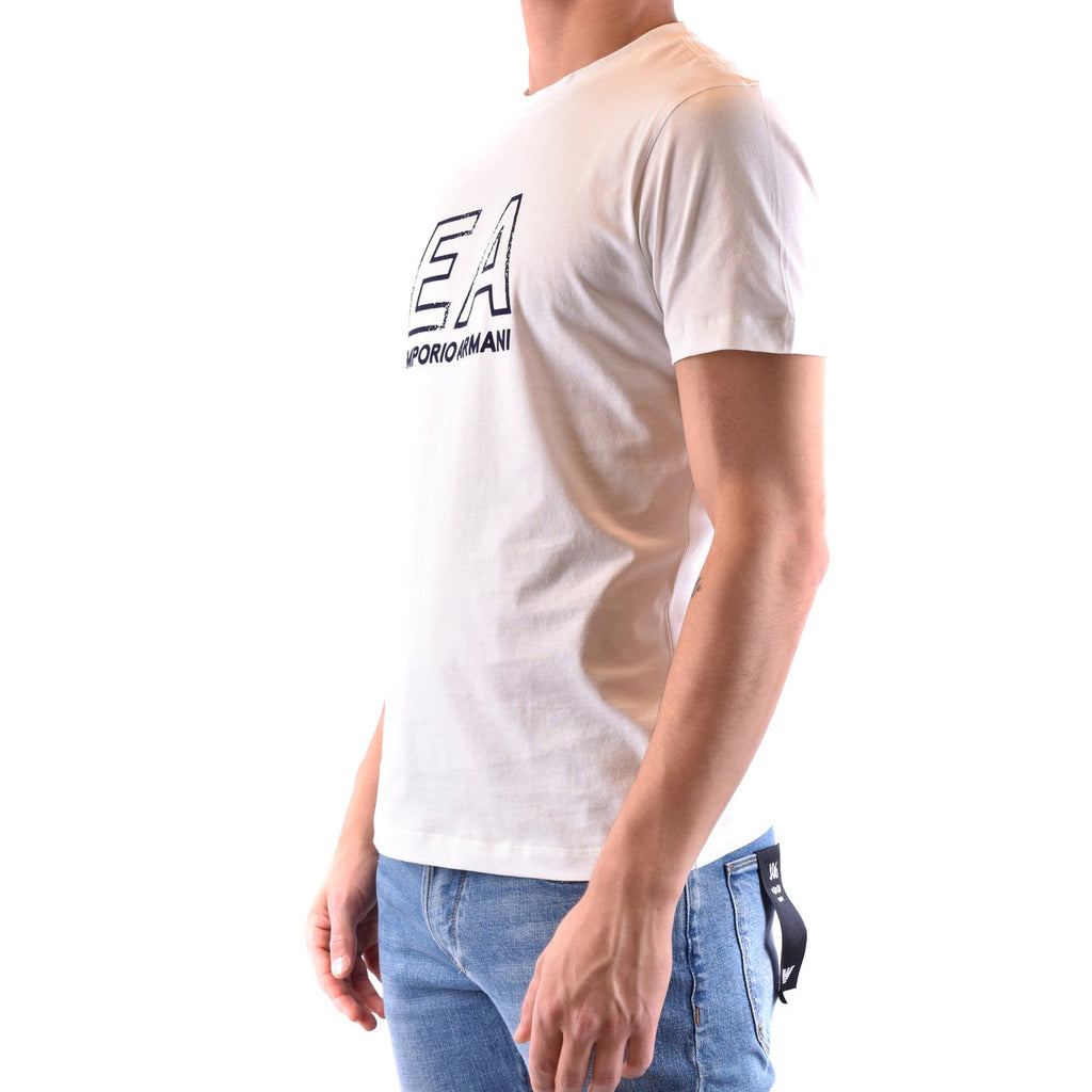 Emporio Armani T Shirt Uomo Cotone Bianco Stampa Girocollo Maniche Corte