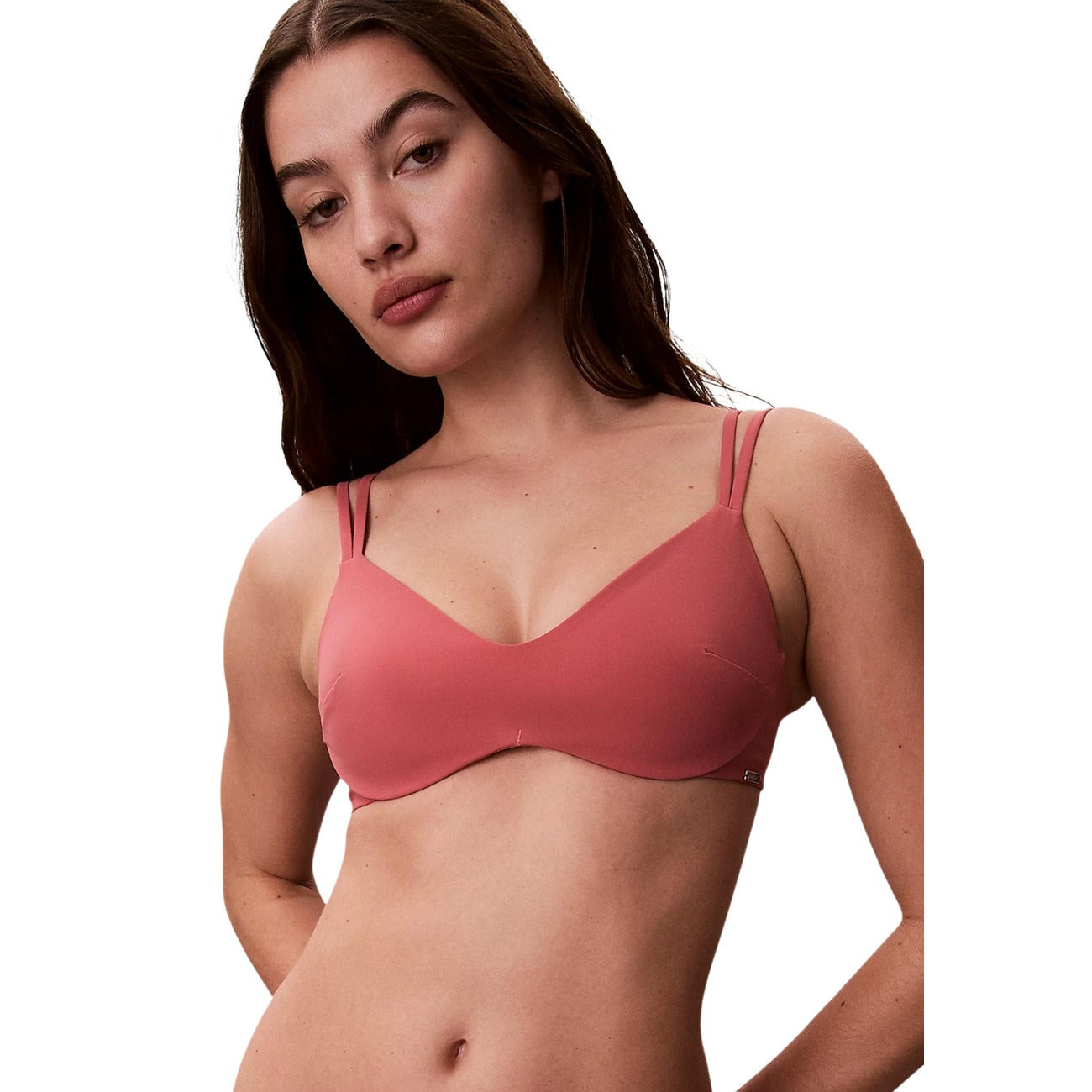 Calvin Klein Jeans Costume Bralette Donna Rosa In Nylon Elastan