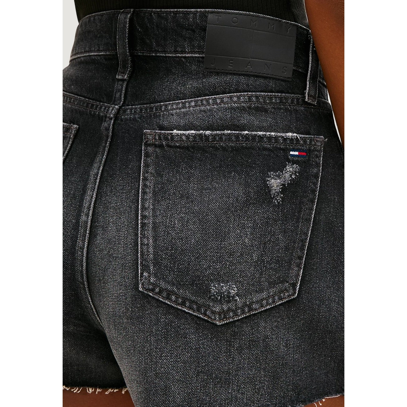 Tommy Hilfiger Jeans Shorts Donna Nero In Cotone Organico Primavera