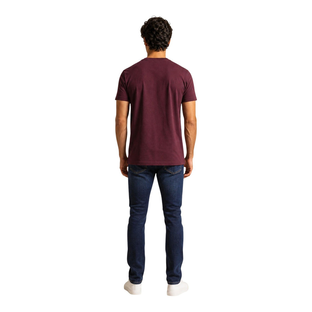 Tommy Hilfiger Jeans T Shirt Uomo Slim Bordeaux Cotone Organico
