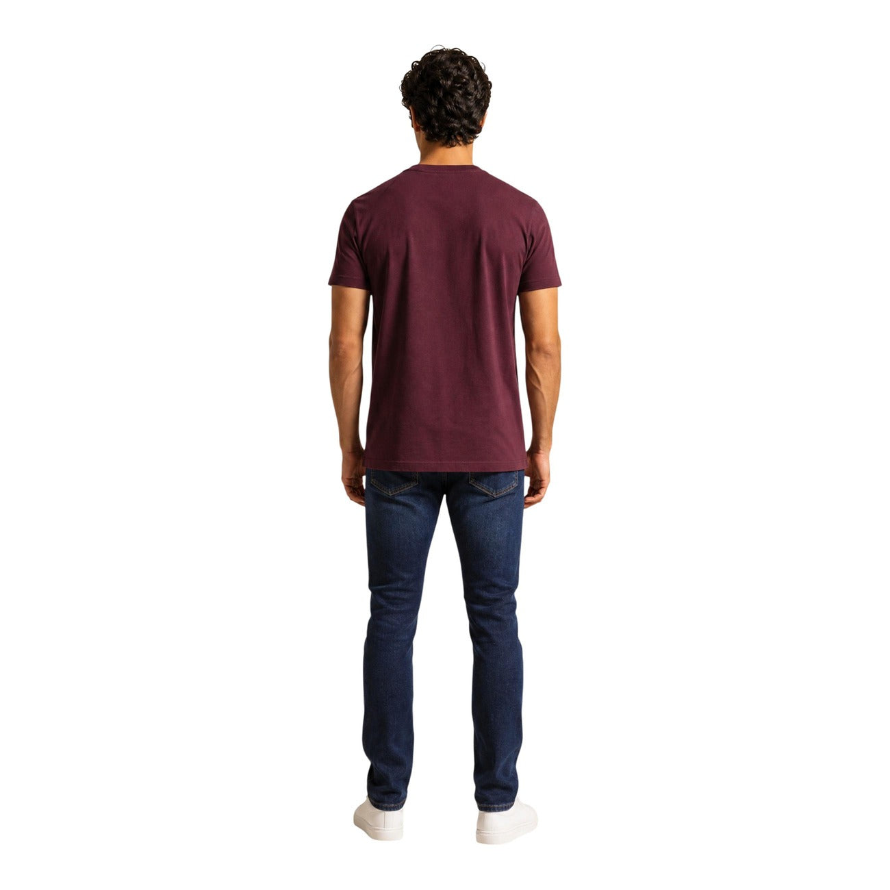 Tommy Hilfiger Jeans T Shirt Uomo Slim Bordeaux Cotone Organico