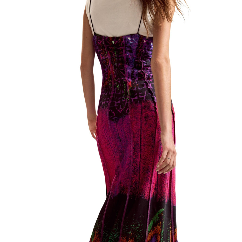 Desigual Abito Donna Fuxia Stampa Viscosa Spalline Primavera Estate