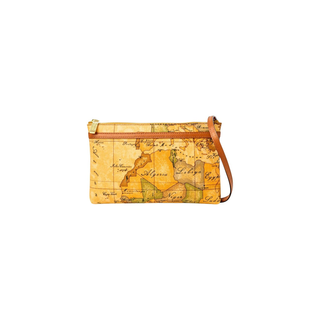Alviero Martini Prima Classe Borsa A Spalla Donna In Pelle Beige Con Stampa 16x25x2,5 Cm