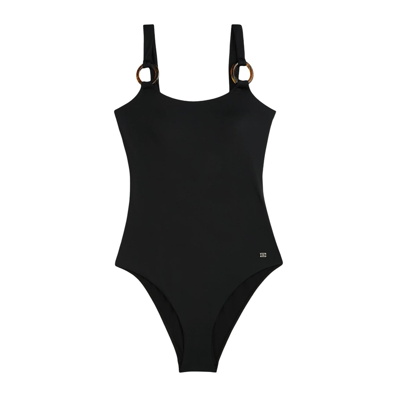 Costume Intero Donna Tommy Hilfiger Nero Scollo Tondo Spalline
