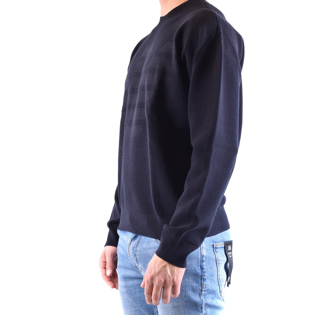 Emporio Armani Maglia Uomo Blu Cotone Maniche Lunghe Girocollo Primavera