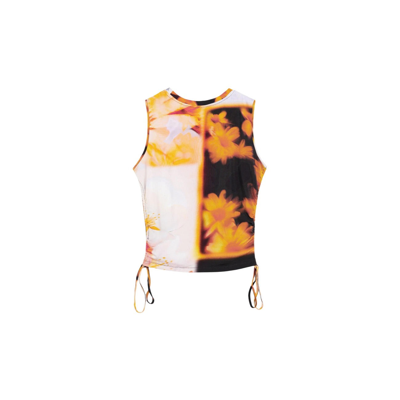 Desigual Top Donna Floreale Arancione Smanicato Scollo Tondo Primavera Estate