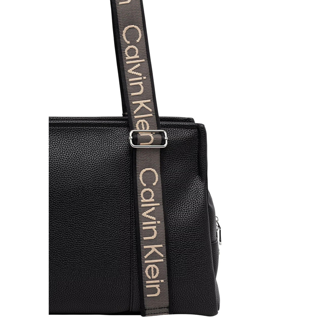 Calvin Klein Borsa Donna Tote Nero Con Zip Tasche Interne Spalla Regolabile Misure 12x26x12 Cm
