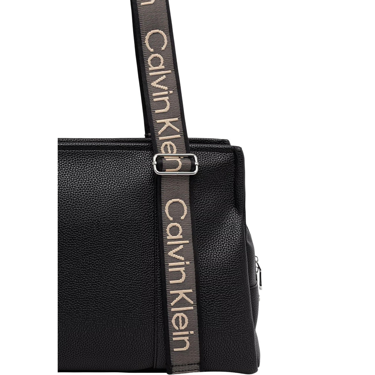 Calvin Klein Borsa Donna Tote Nero Con Zip Tasche Interne Spalla Regolabile Misure 12x26x12 Cm
