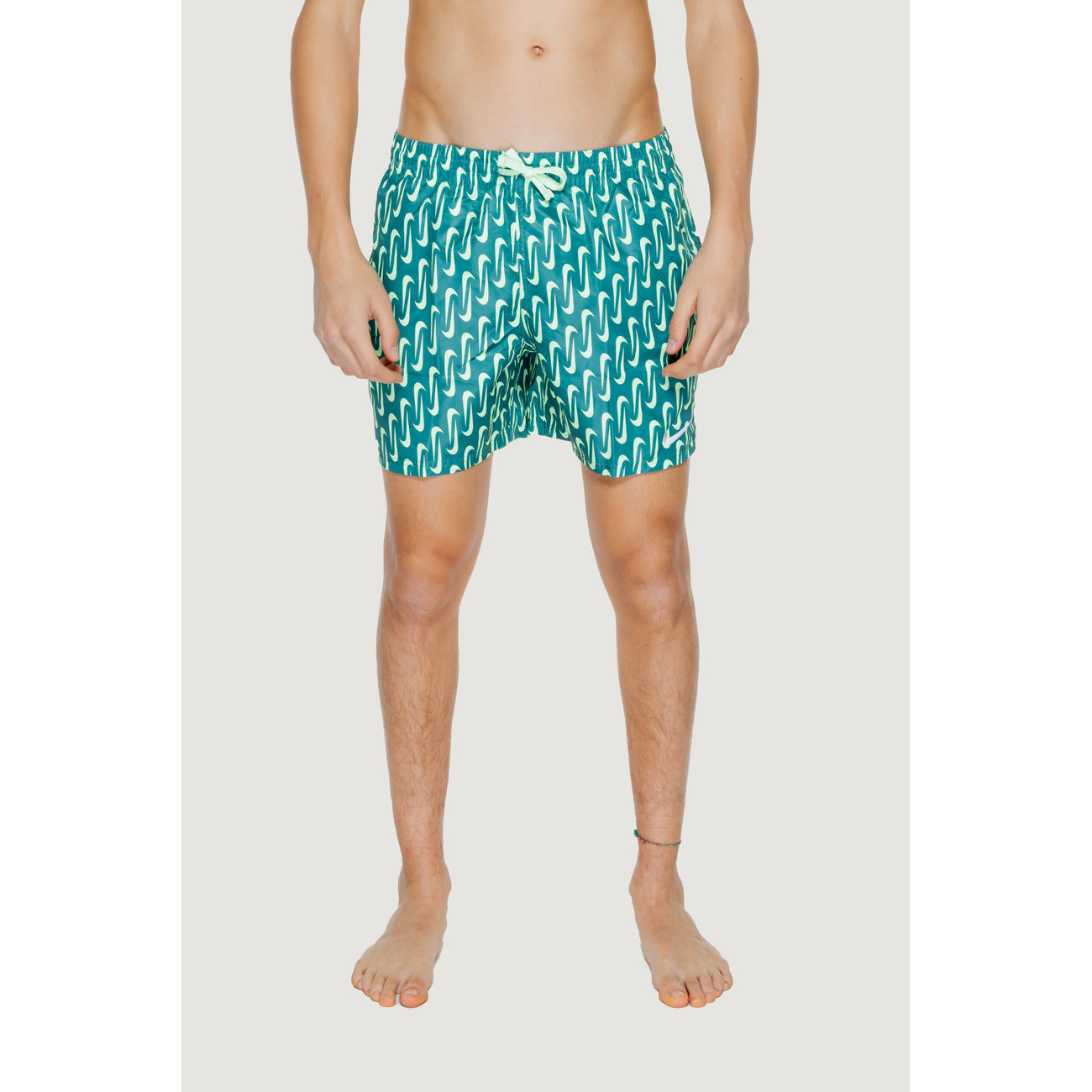 Costume Mare Uomo Nike Swim Verde Geometrico Con Lacci 100 Poliestere