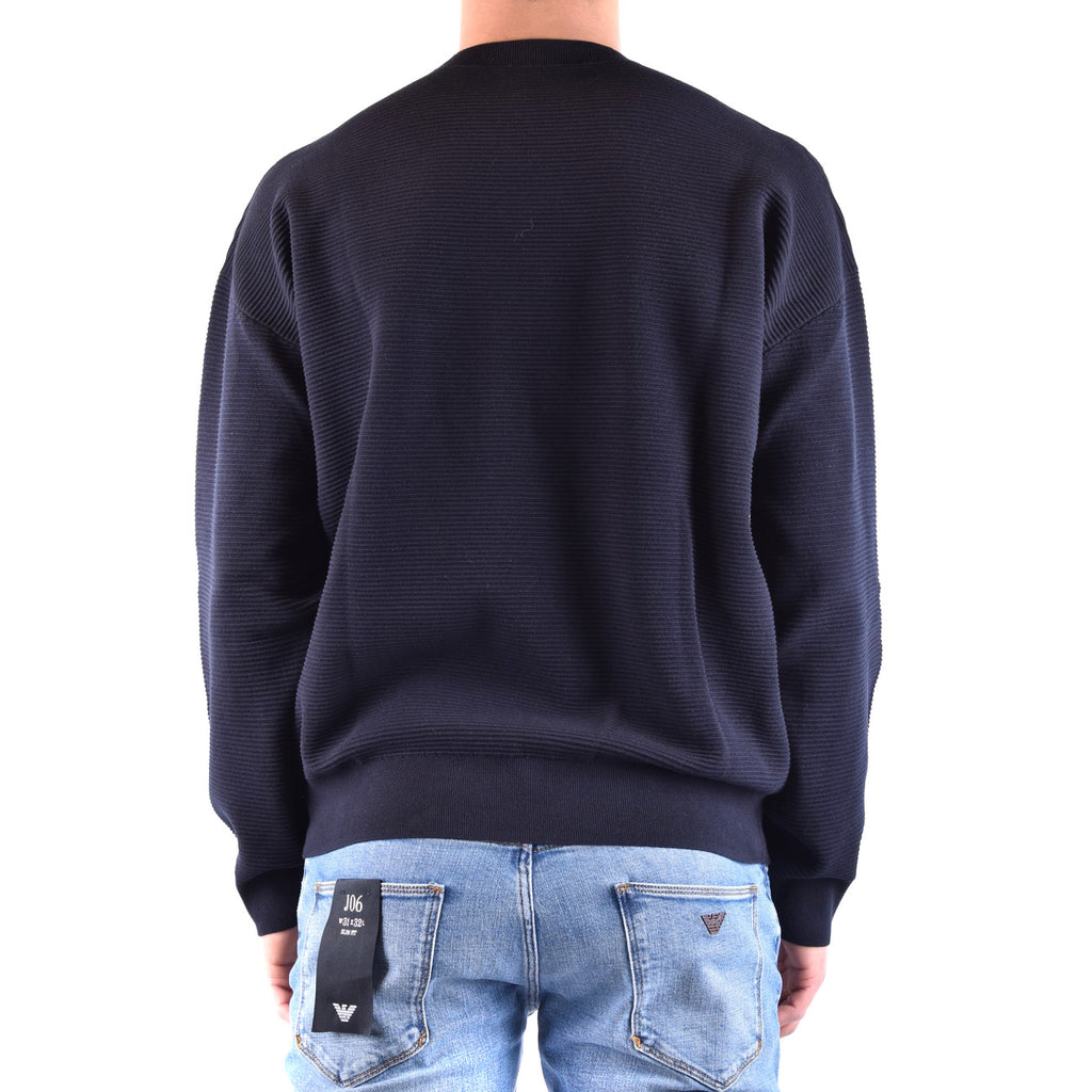 Emporio Armani Maglia Uomo Blu Cotone Maniche Lunghe Girocollo Primavera