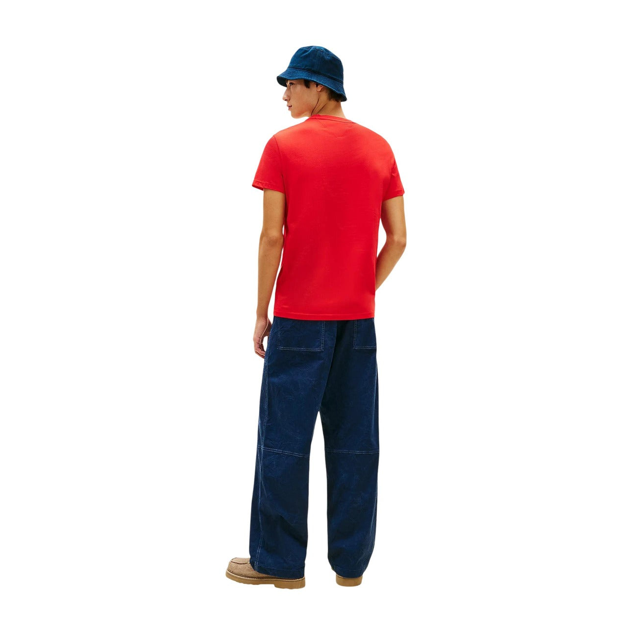 Tommy Hilfiger Jeans T Shirt Uomo Cotone Organico Rosso Manica Corta