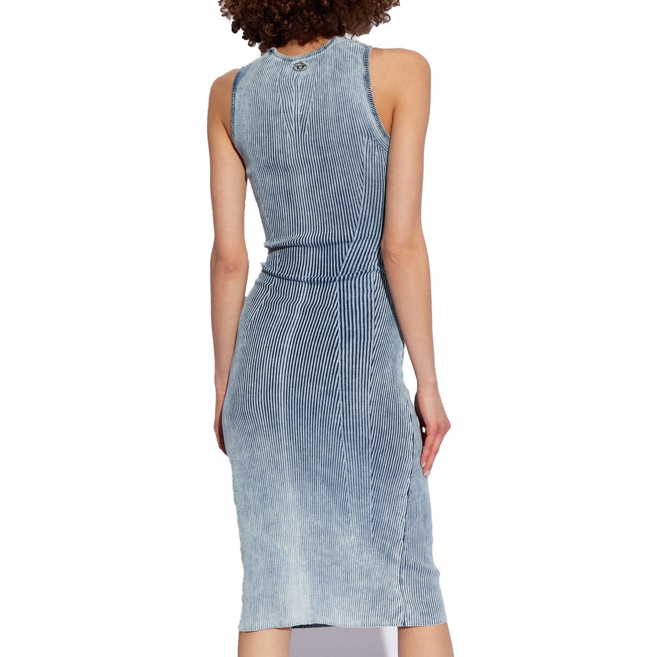 Diesel Abito Donna Smanicato Blu Cotone Elasticizzato Primavera Estate