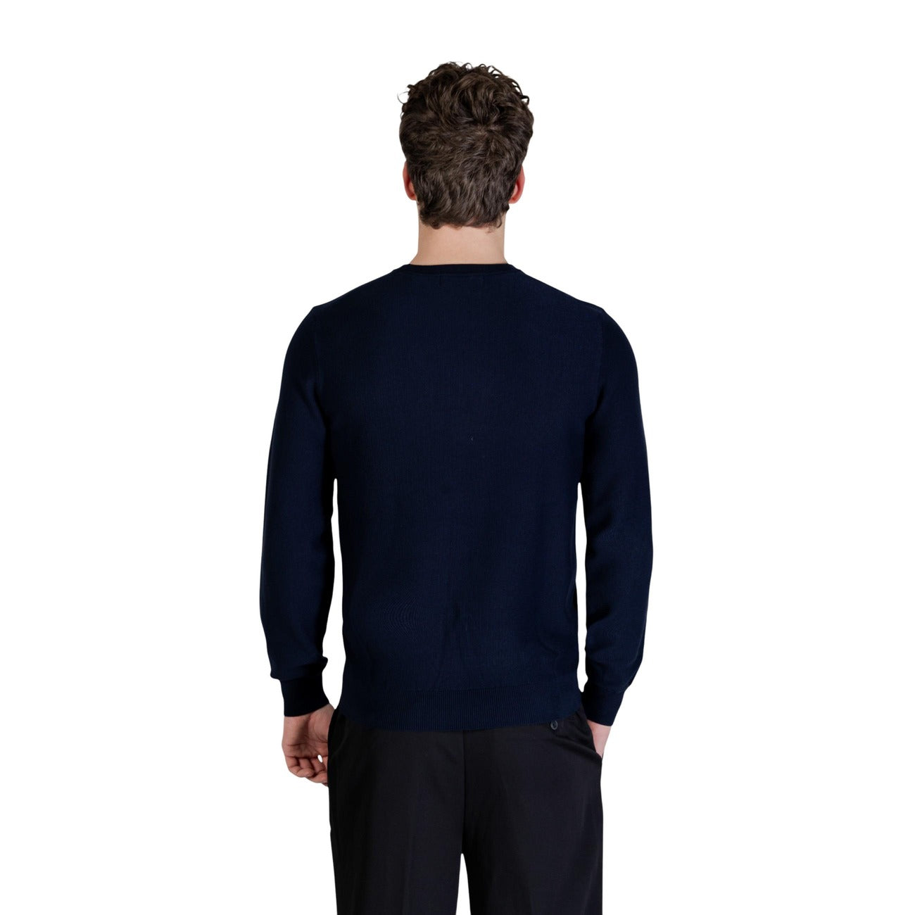 Guess Maglia Uomo Blu Maniche Lunghe Scollo Tondo Lyocell Piquet