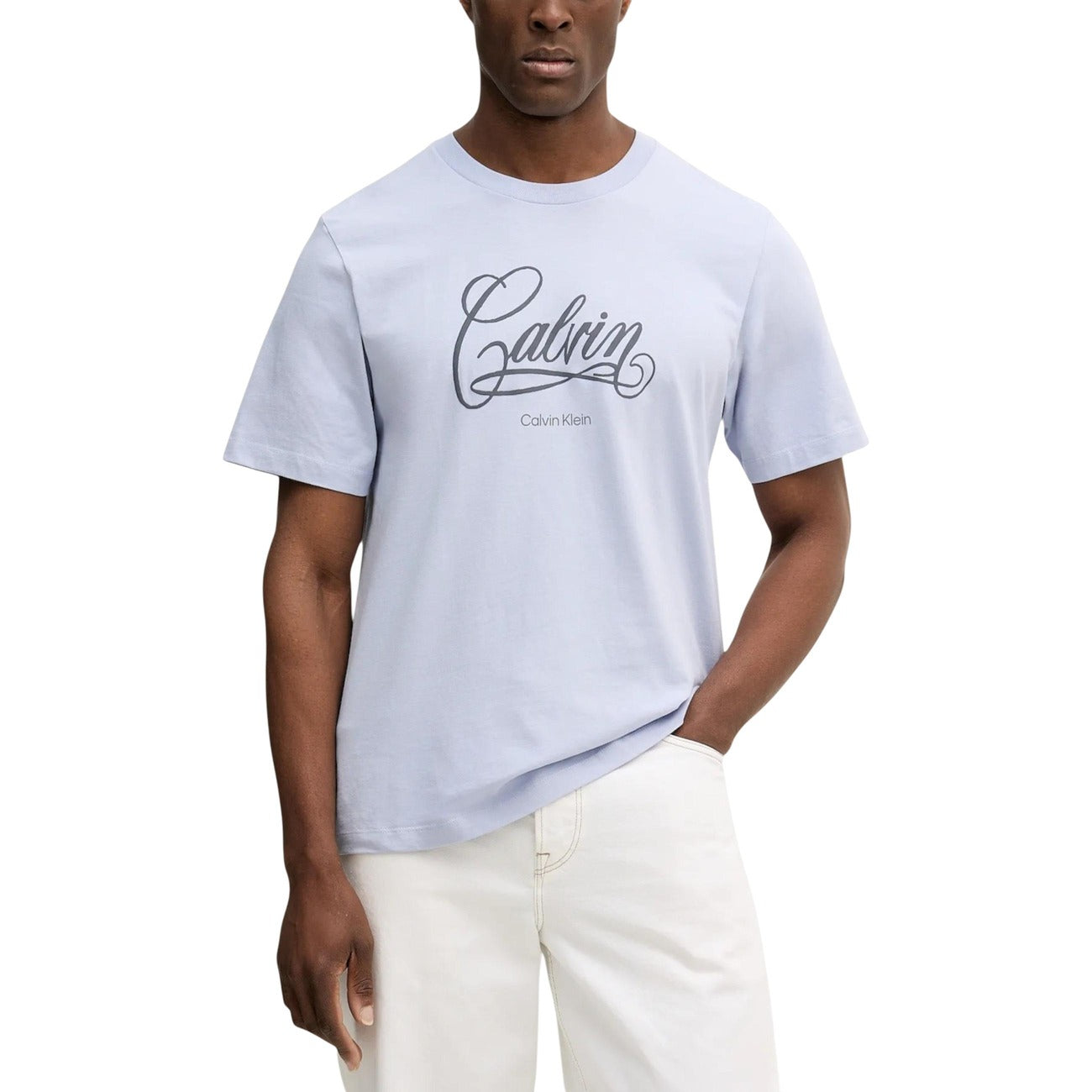 Calvin Klein Jeans T Shirt Uomo Blu Stampa Cotone 100 Maniche Corte