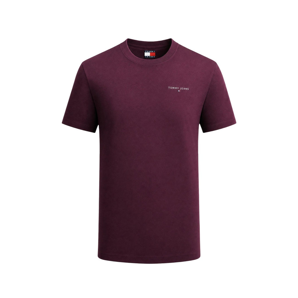 Tommy Hilfiger Jeans T Shirt Uomo Slim Bordeaux Cotone Organico