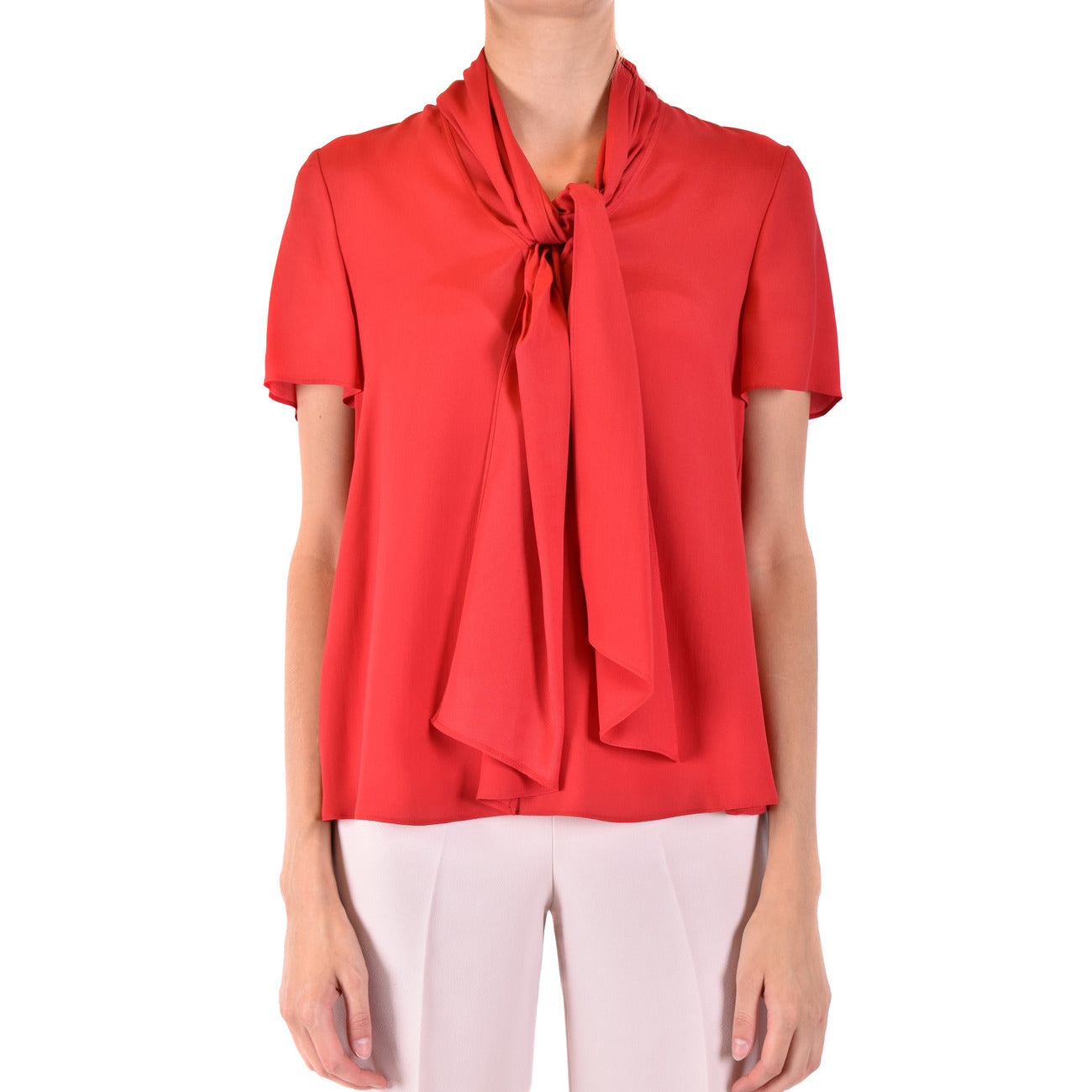 Emporio Armani Blusa Donna Rosso Seta Acetato Maniche Corte