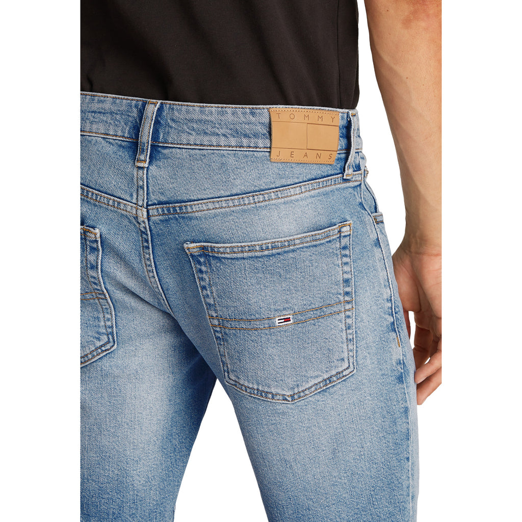 Tommy Hilfiger Jeans Bermuda Uomo Azzurro Cotone Organico Zip E Bottone
