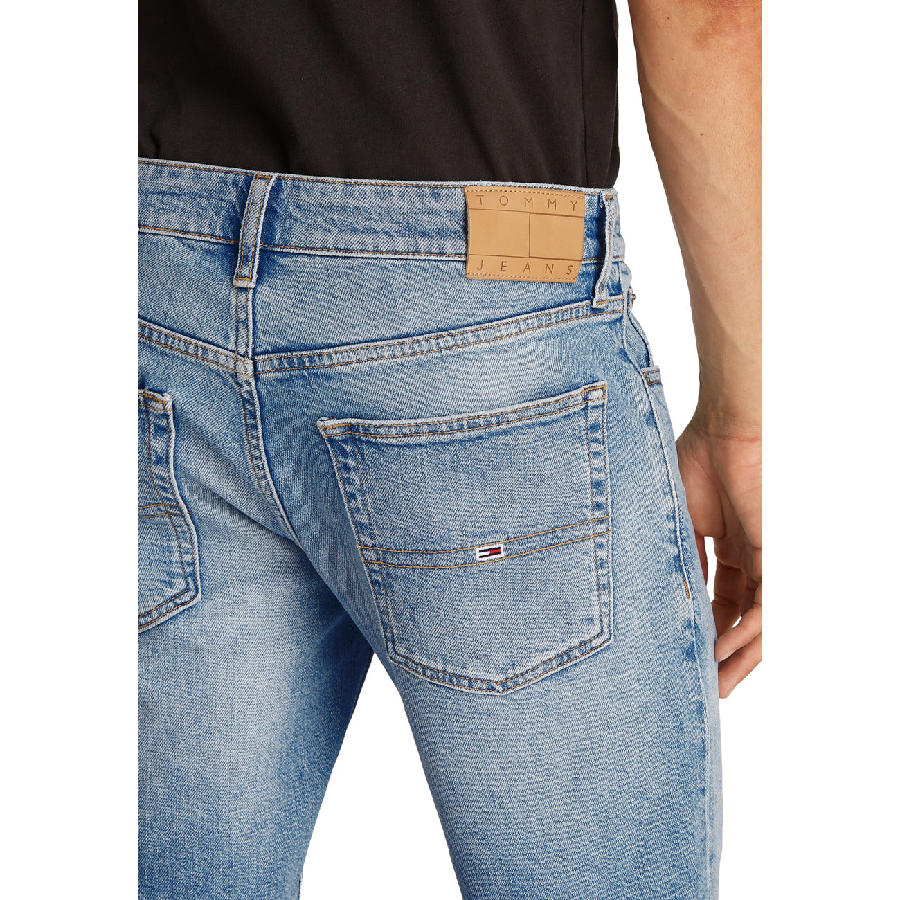 Tommy Hilfiger Jeans Bermuda Uomo Azzurro Cotone Organico Zip E Bottone