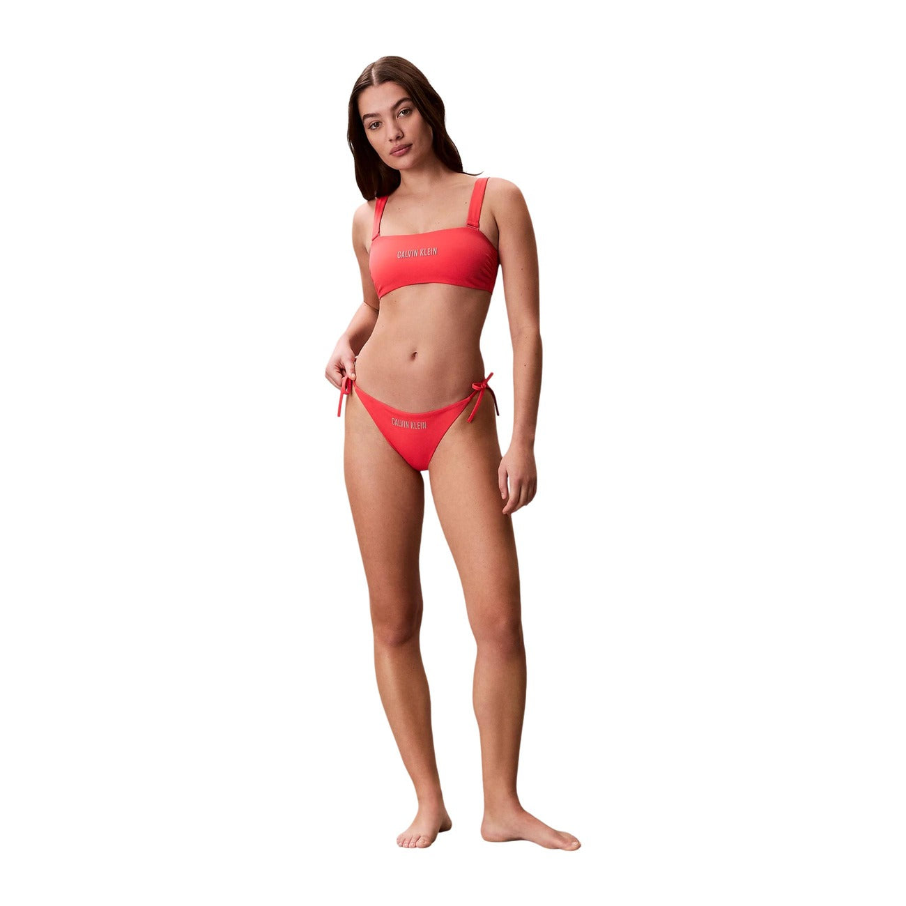 Calvin Klein Jeans Costume Donna Nero Slip Con Lacci Laterali