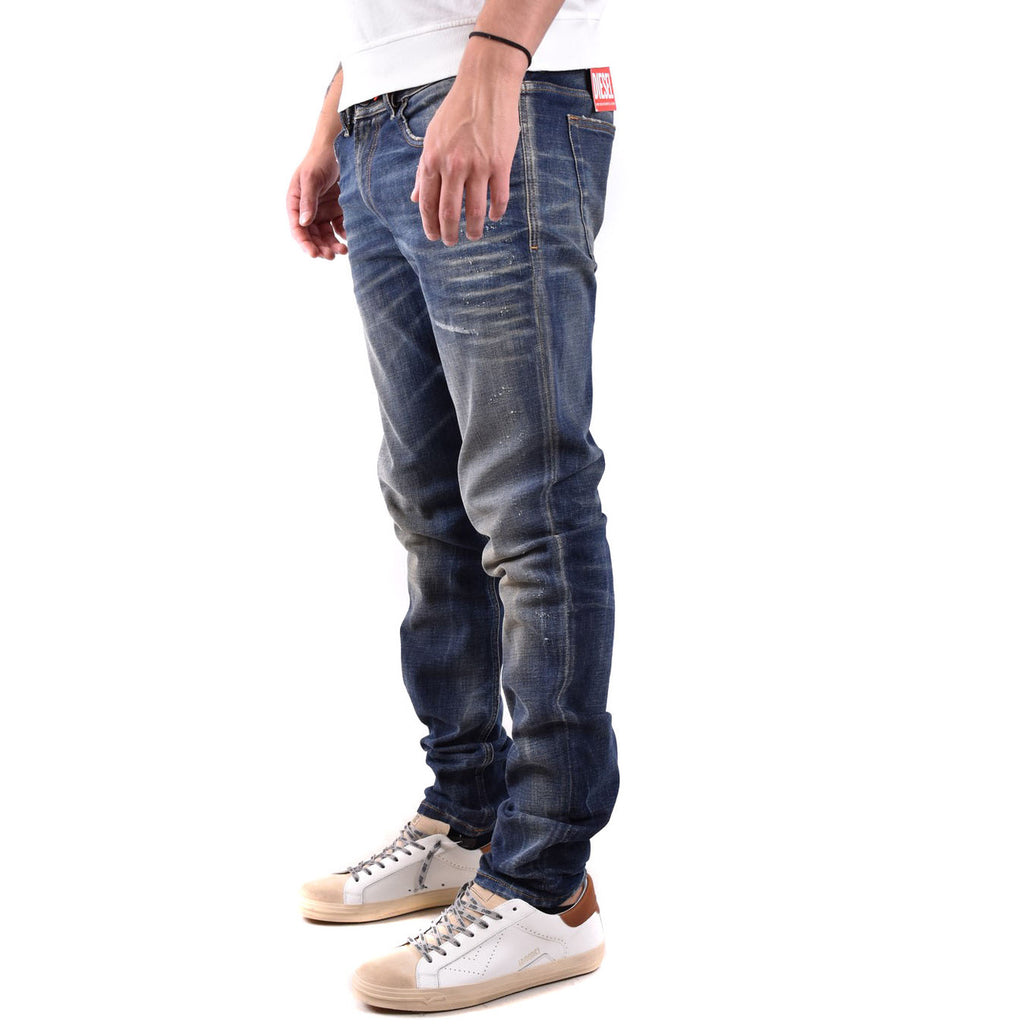 Diesel Jeans Uomo Blu Effetto Consumato Zip E Bottone Primavera Estate