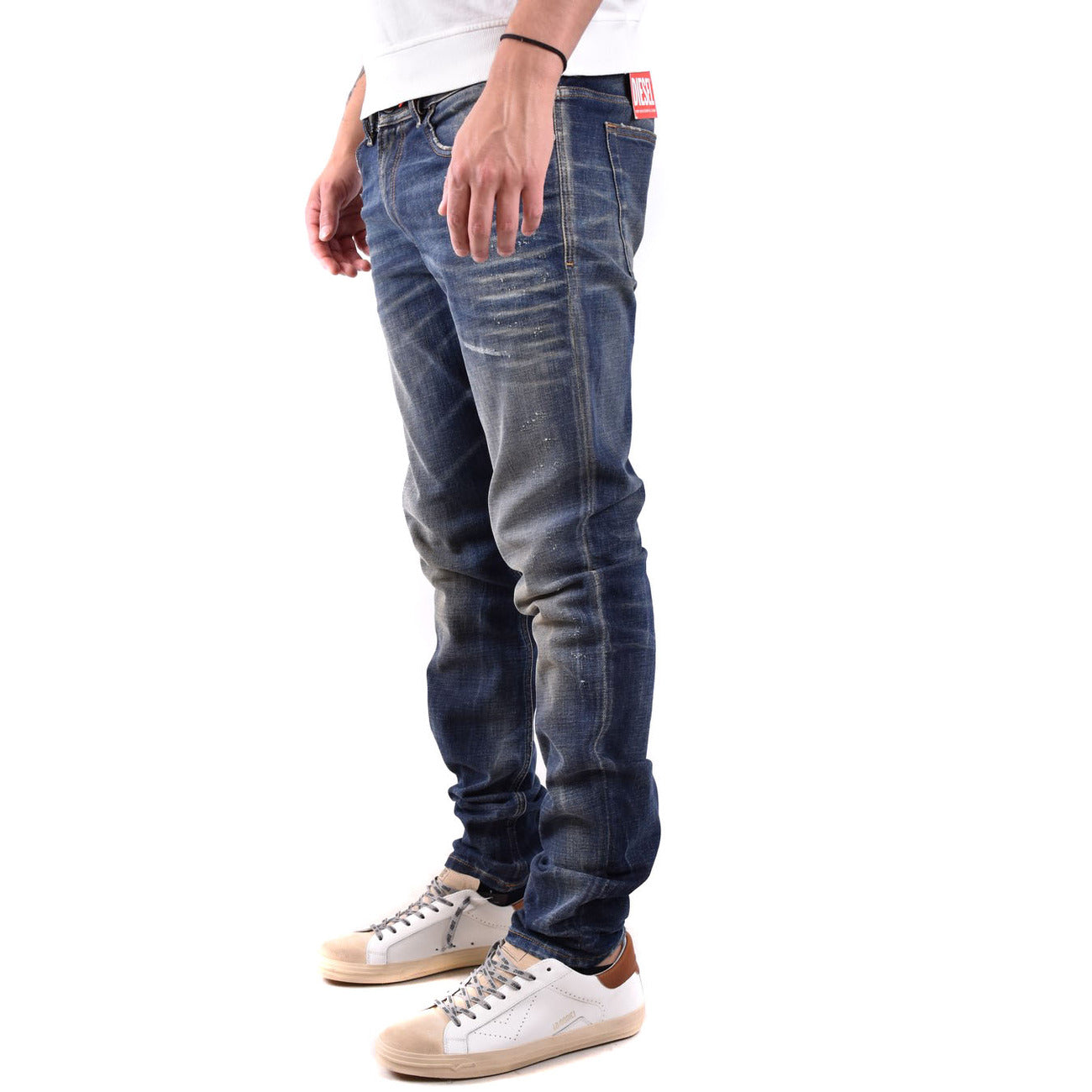 Diesel Jeans Uomo Blu Effetto Consumato Zip E Bottone Primavera Estate